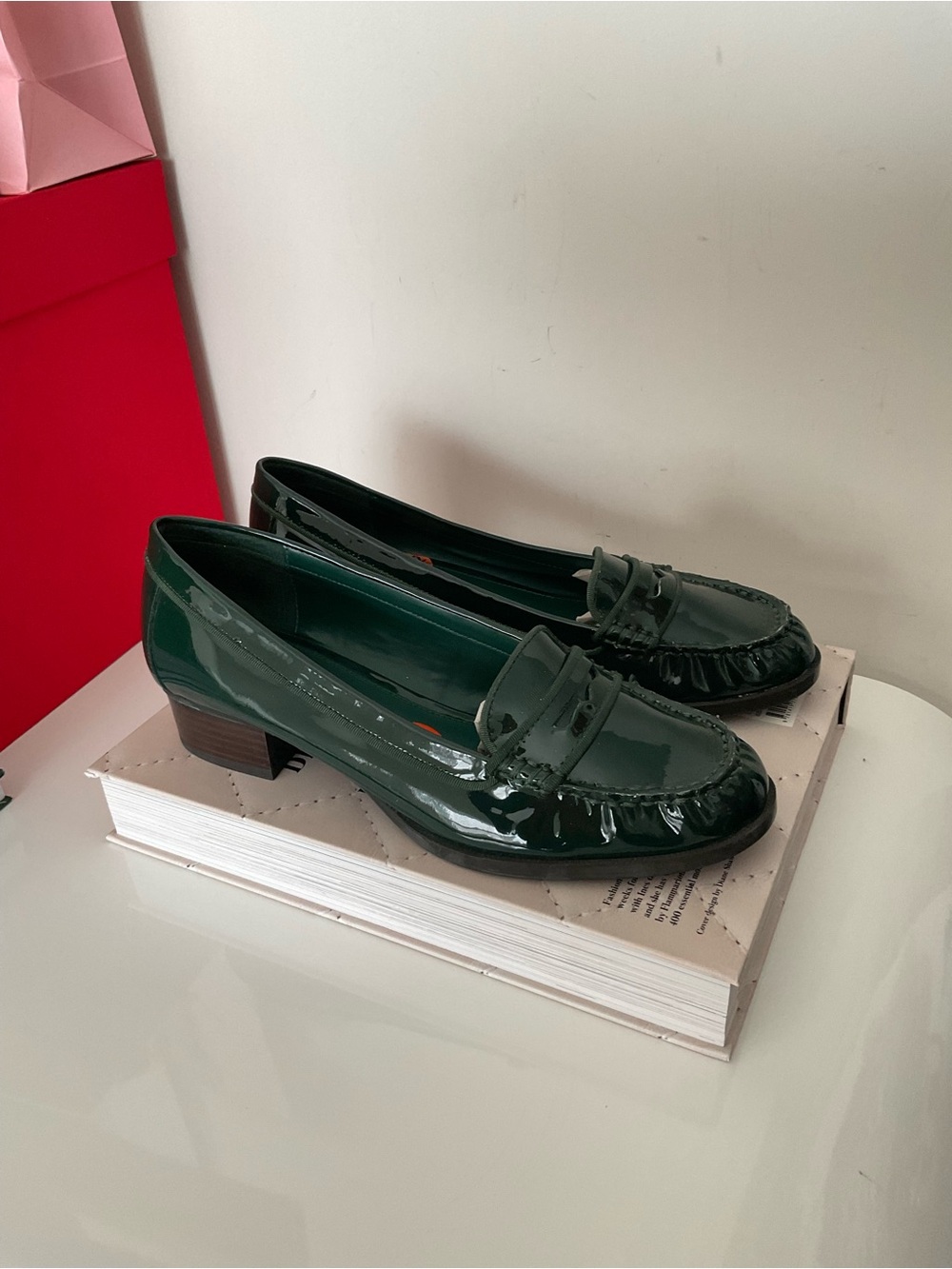 Ralph Lauren Patent Leather Green Loafer Heels - Women's Classic Style Size 9.5